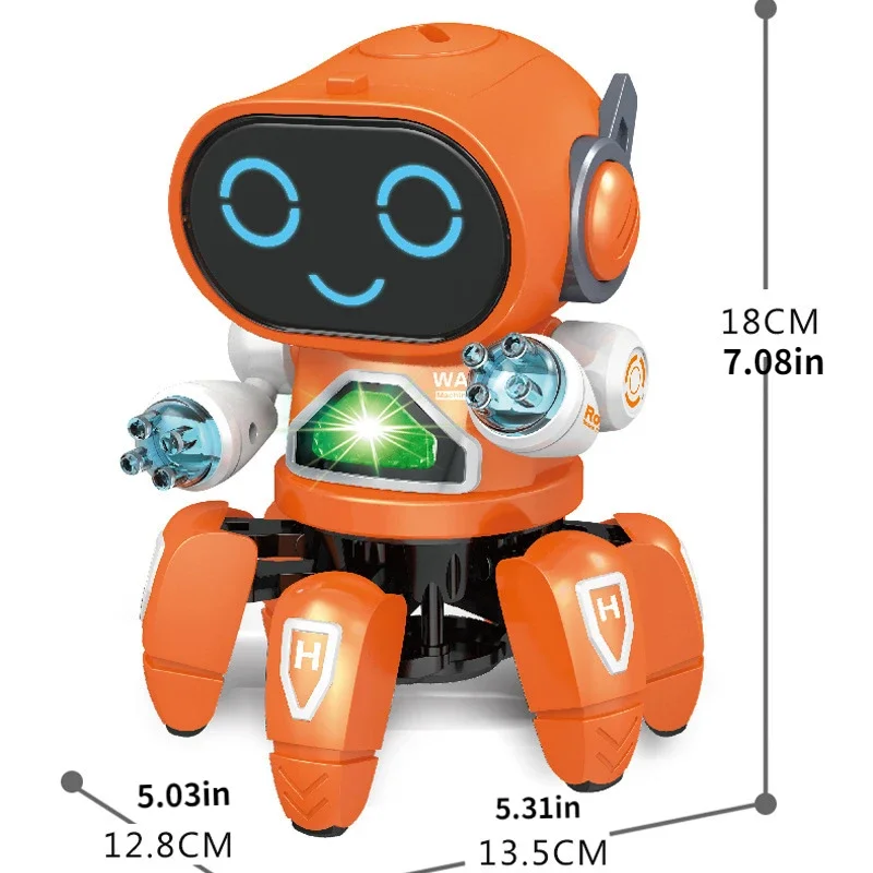 Vendita calda danza elettrica piccola 6 Robot musica leggera bambini ragazzo bancarelle giocattoli Octopus Stunt Robot educazione precoce giocattolo per bambini