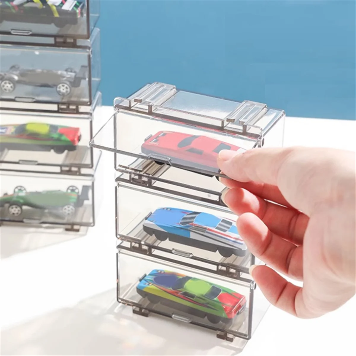 10 قطعة علبة عرض أكريليك شفافة لقالب السيارة ، عجلات عرض نموذج السيارة مقياس عجلة عرض القضية ساخنة