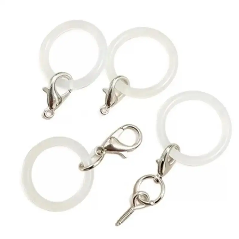 10PCS Silicone O Ring Keychain Connector Transparent Elastic O Ring Loop with Lobster Clasp for Backpack Zipper Pull Bag Pendan