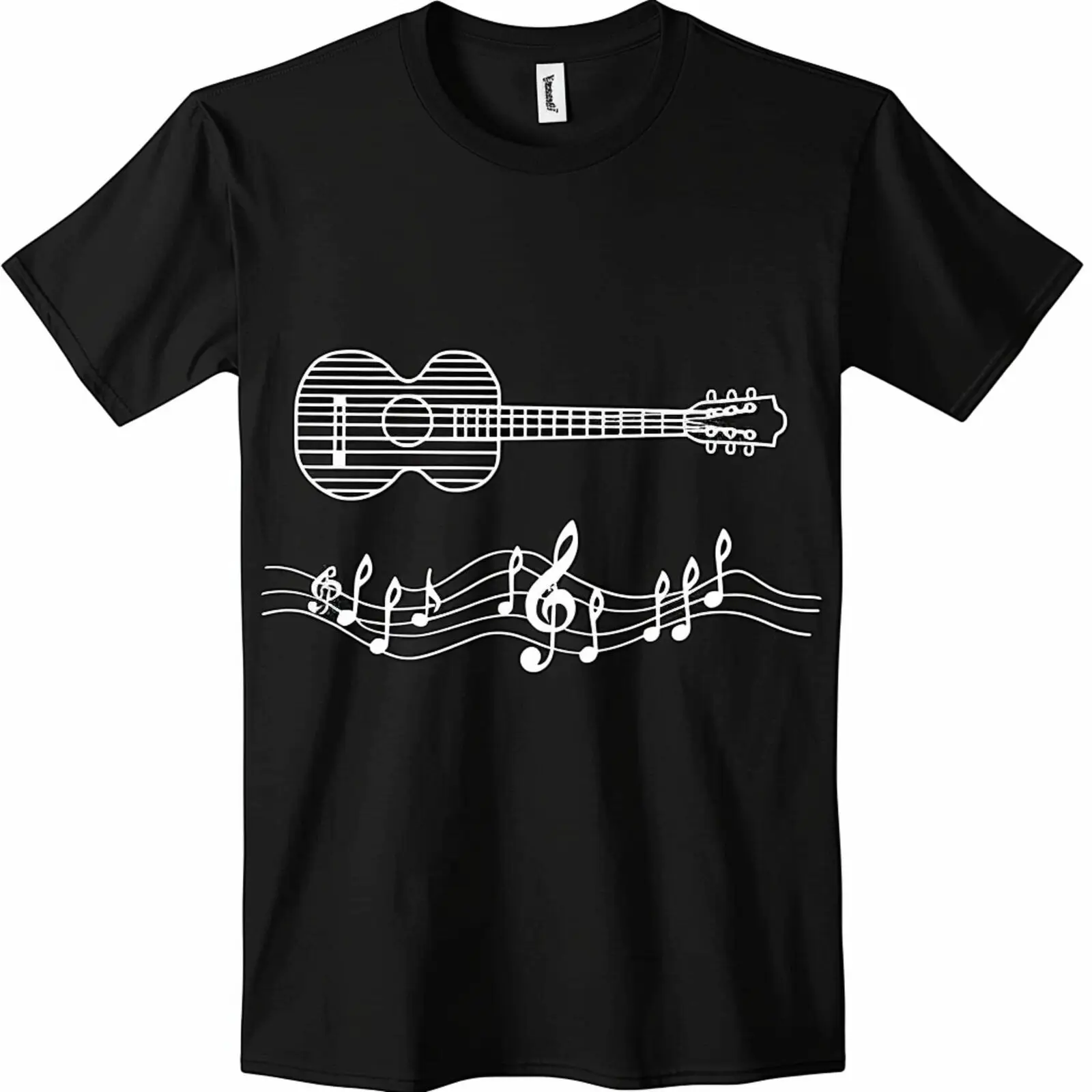 Black Guitar Heart TShirt for Men and Women Stylish Tee with Guitar and Heart