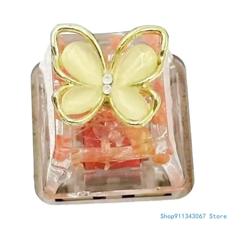 Epoxy Resin Backlit Rotating Butterfly Flower Keycap for Mechanical Keyboard Drop shipping