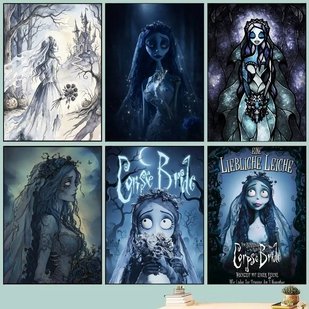 Classic Movie C-Corpse B-Bride Cartoon Posters Self Adhesive Waterproof Ideal For Living Room Bedroom Bar Decoration