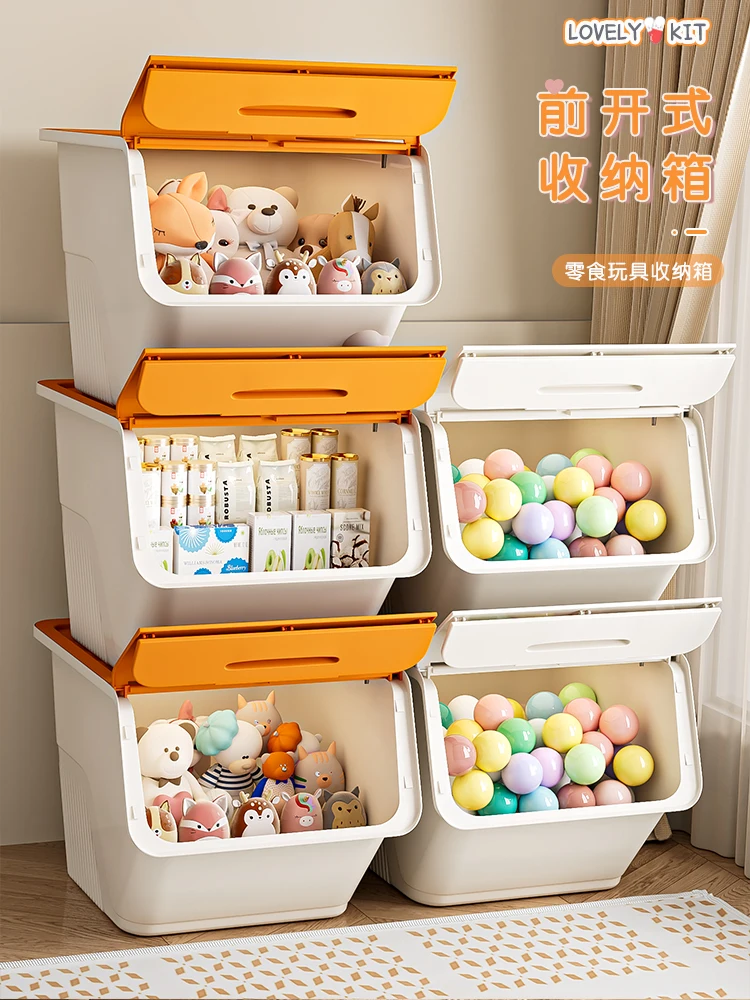 Toy storage box Front opening household clamshell storage box Storage box