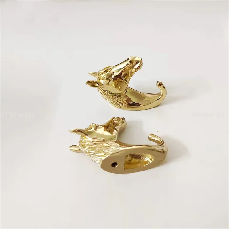 Horse Head Brass Wall Hooks Home Wall Decoration Hanger Hook Creative Animal Head Gold Coat Hook