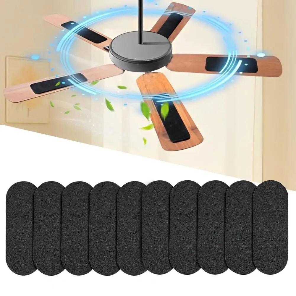 Activated Carbon Ceiling Fan Filters - 9.76x3.54 Inch Pitch Black Dust Collector for All Fan Blades, Coconut Charcoal Filter