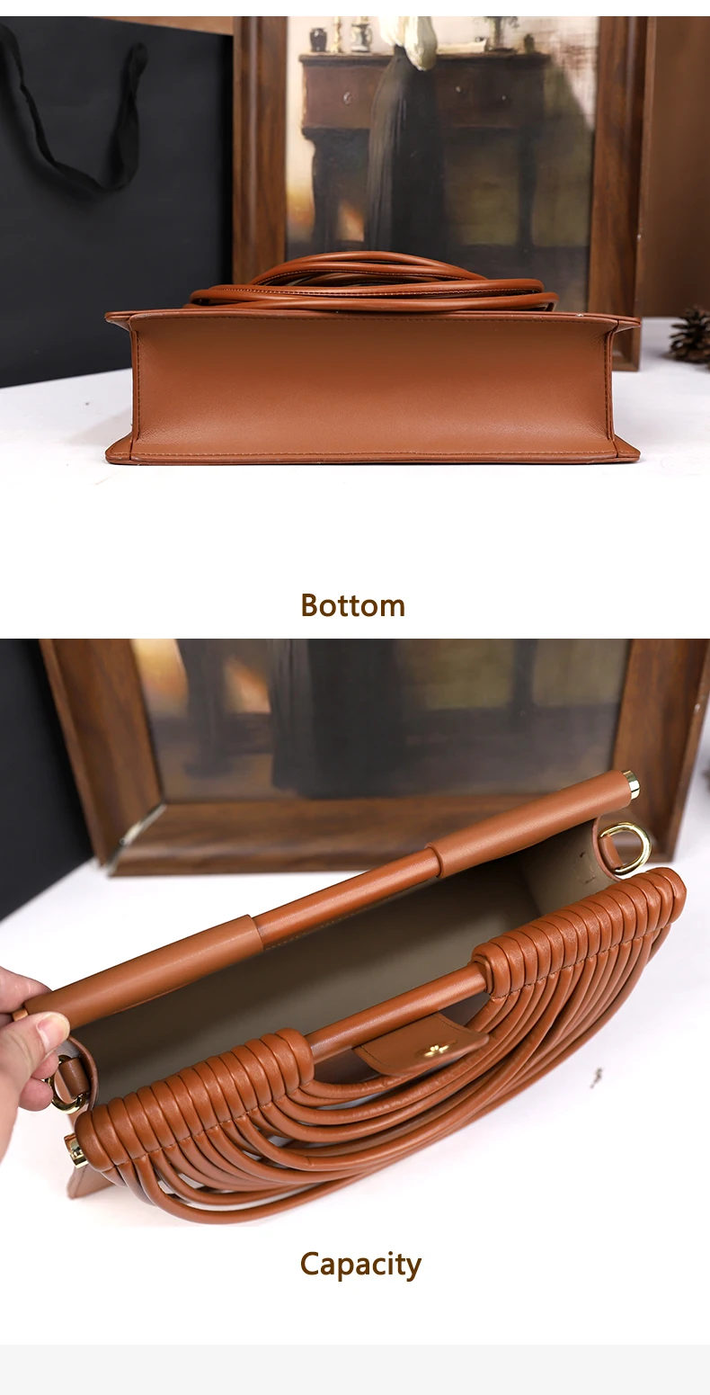 Die neue handgewebte Tasche mit Linienmuster von 2025 ist eine einzigartige, hochwertige, individuelle und modische Handtasche für Frauen. – Detail 14