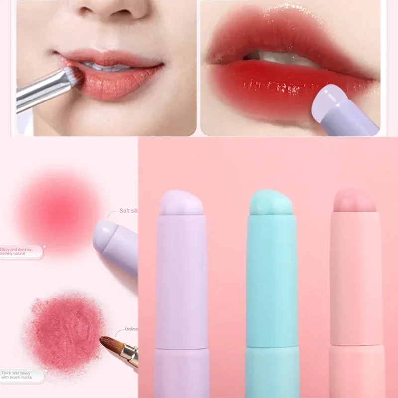 Upgrade Silica Gel Lip Brush with Cover Portable Lipstick Brush Macaron Color Mini Makeup Brush Crease Concealer Makeup Tool