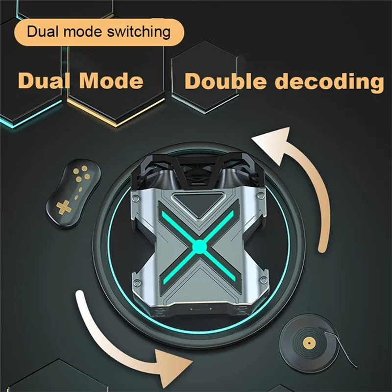 AT12 TWS Bluetooth-Compatible Earphones In-Ear Noise Cancel Mechanical Style Wireless E-Sports Gaming Headsets