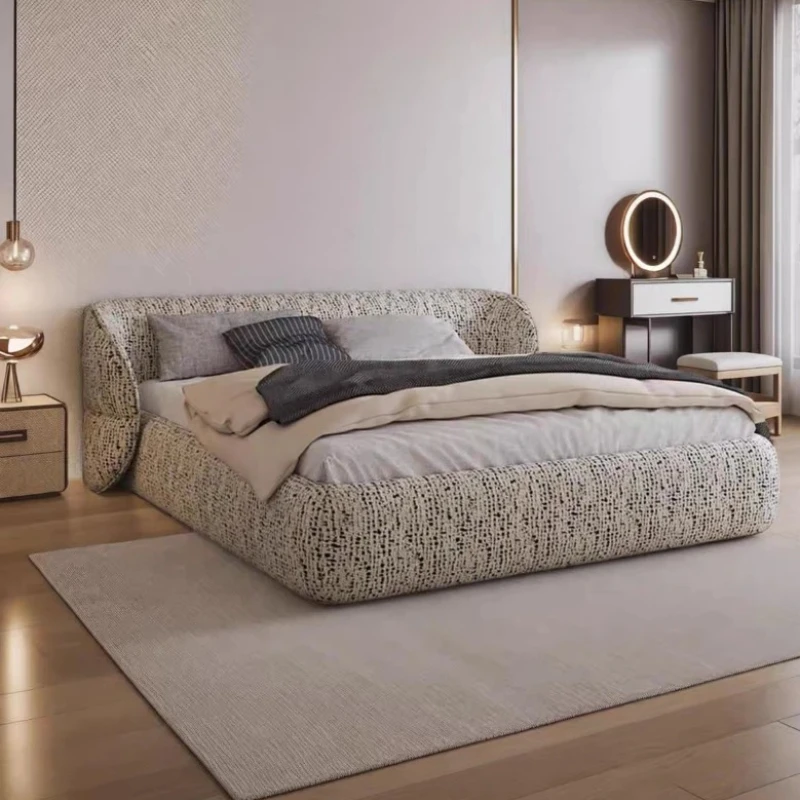 Cotton Linen Double Bed Headboard Frame Queen Design Double Bed Twin Lit King Size Luxury Lit 2 Personnes Furniture For Bedroom