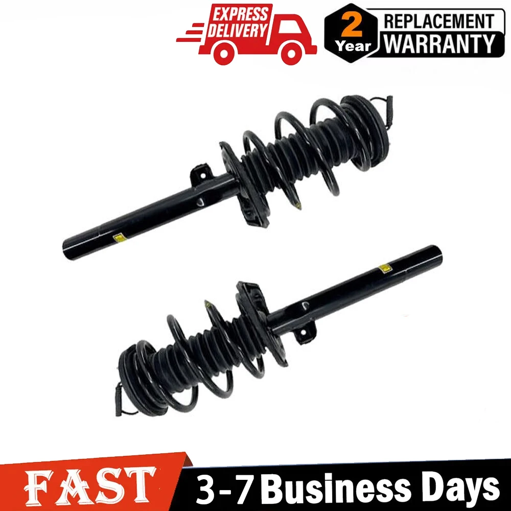 2x Front Shock Absorber Struts Assys EDC For BMW E38 740i 740iL 750iL 1995-2001