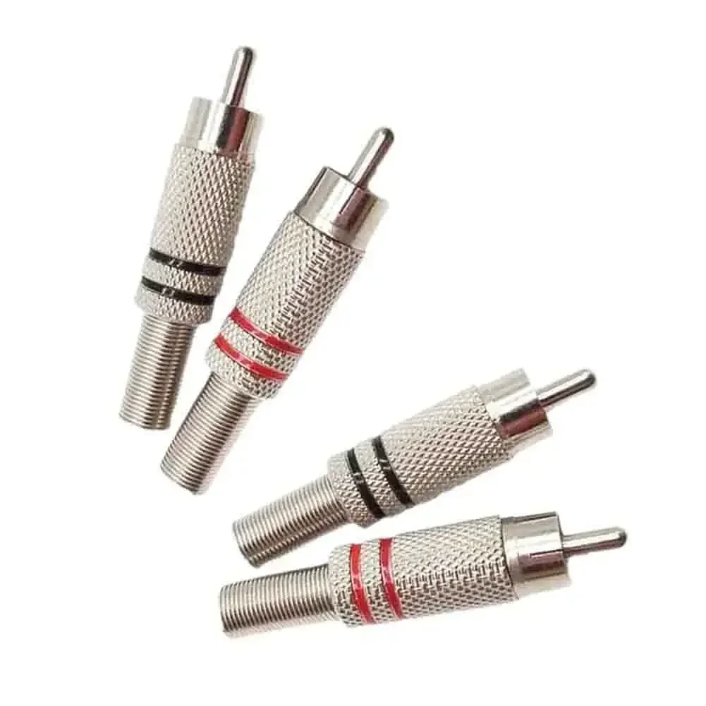 

Серебряные металлические аудиоразъемы RCA (4 шт.) с 2 кольцами (5,7 мм) и 3 кольцами (6,5 мм) для Hi-Fi аудиооборудования