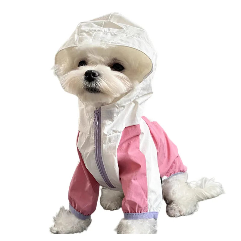 Frühling Sommer dünne wasserdichte Sonnenschutzkleidung für Hunde Teddy Bichon Schnauzer Outdoor zweibeiniger Hutpullover