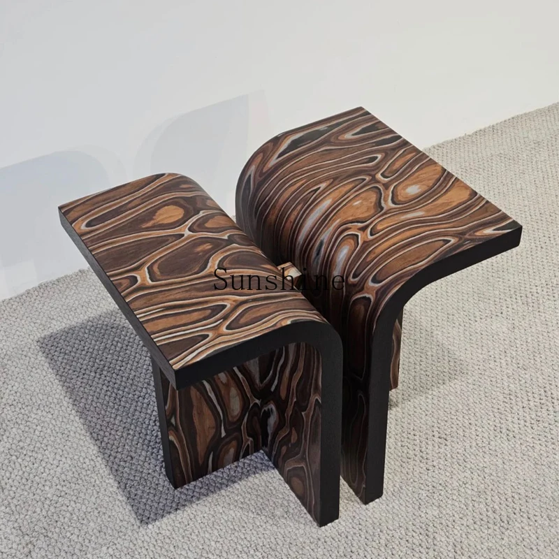 

Medieval solid wood art sticker creative side few sofa next to the special-shaped household wabi-sabi wind