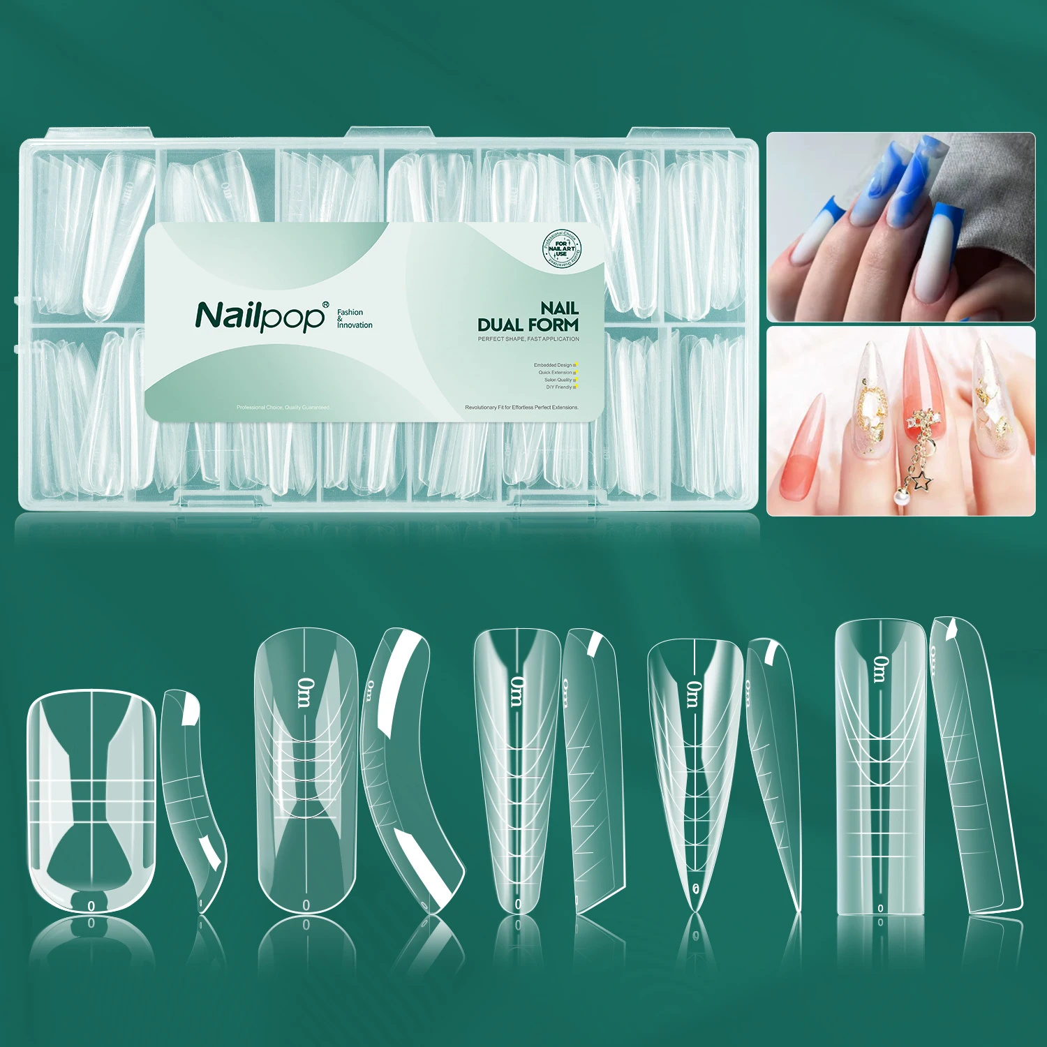 

Многоразовые формы для френча Nailpop, 15 размеров, профессиональные накладные типсы для френча, легко наносятся, для домашнего и салонного использования, 75/150 шт.