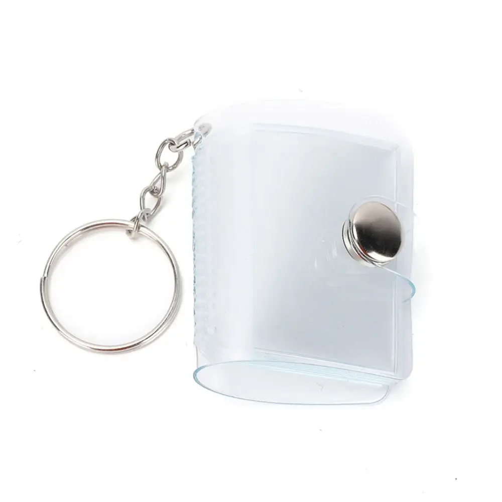 With Keychain Mini Photo Album Snap Button Design Simple Storage Photo Card Holder DIY PVC Portable Pocket Album Photo Sticker