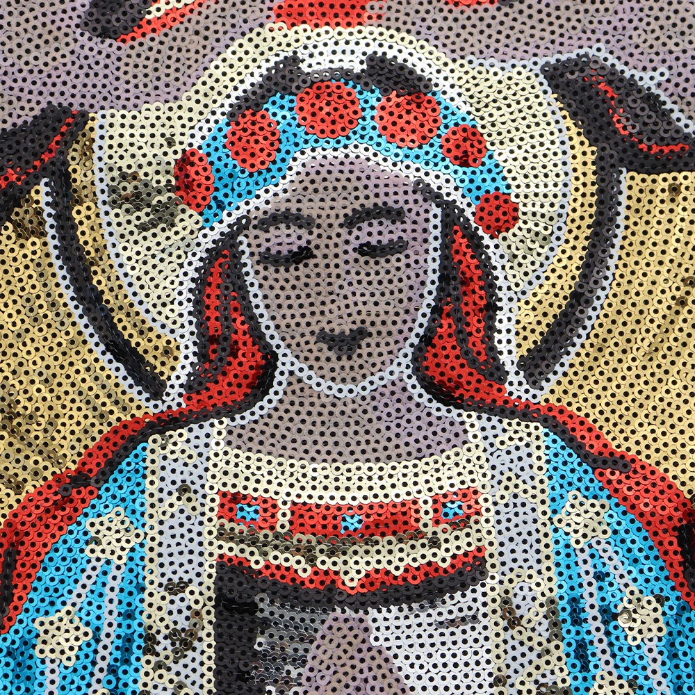 Large Sequin Fairy Virgin Mary Baby Angel Patches Embroidery Applique Brand Fashion Show Back Patches Jacket