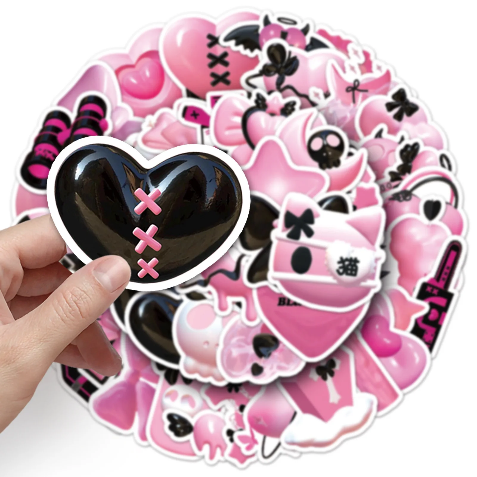 Pegatinas Ins de polvo negro 3D de dibujos animados, grafiti para álbum de recortes, portátil, teléfono, equipaje, monopatín, juguetes, 10/30/50 Uds.