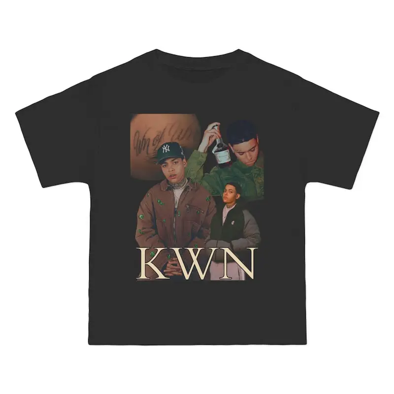 KWN Graphic Tee, Oversized Boxy, Streetwear Essentials,Graphic Short Sleeve Crew Neck Cotton T-Shirt