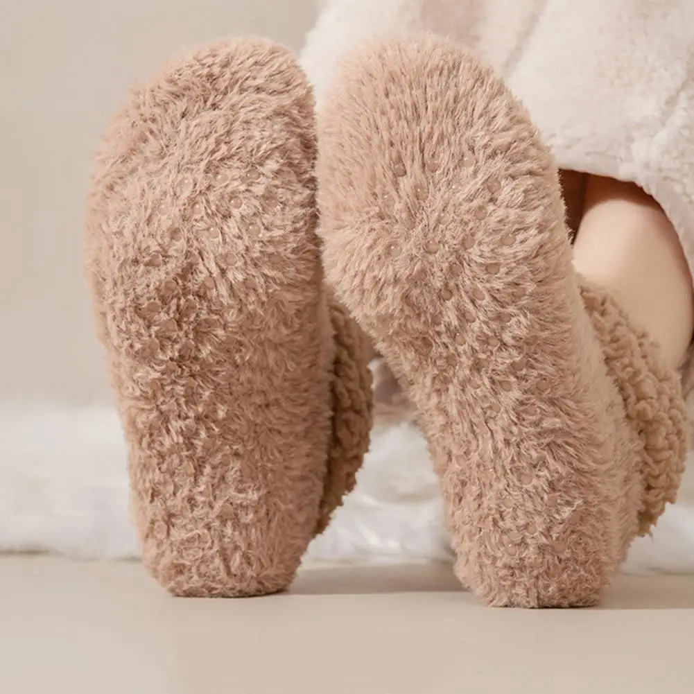 

Cozy Mid-tube Socks Cotton Blend Floor Socks Cozy Non-slip Fleece Slipper Socks for Women Soft Winter Warm Ankle Fluffy Home
