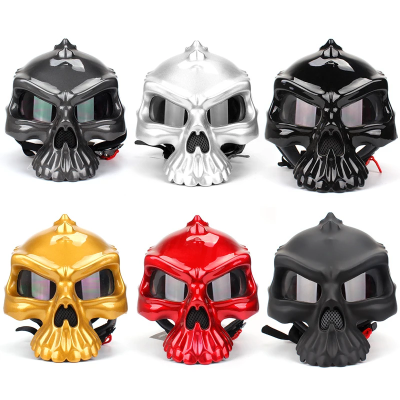 Motorcycle Vintage Skull Decorative Helmet Halloween Gift Helmet with Glasses