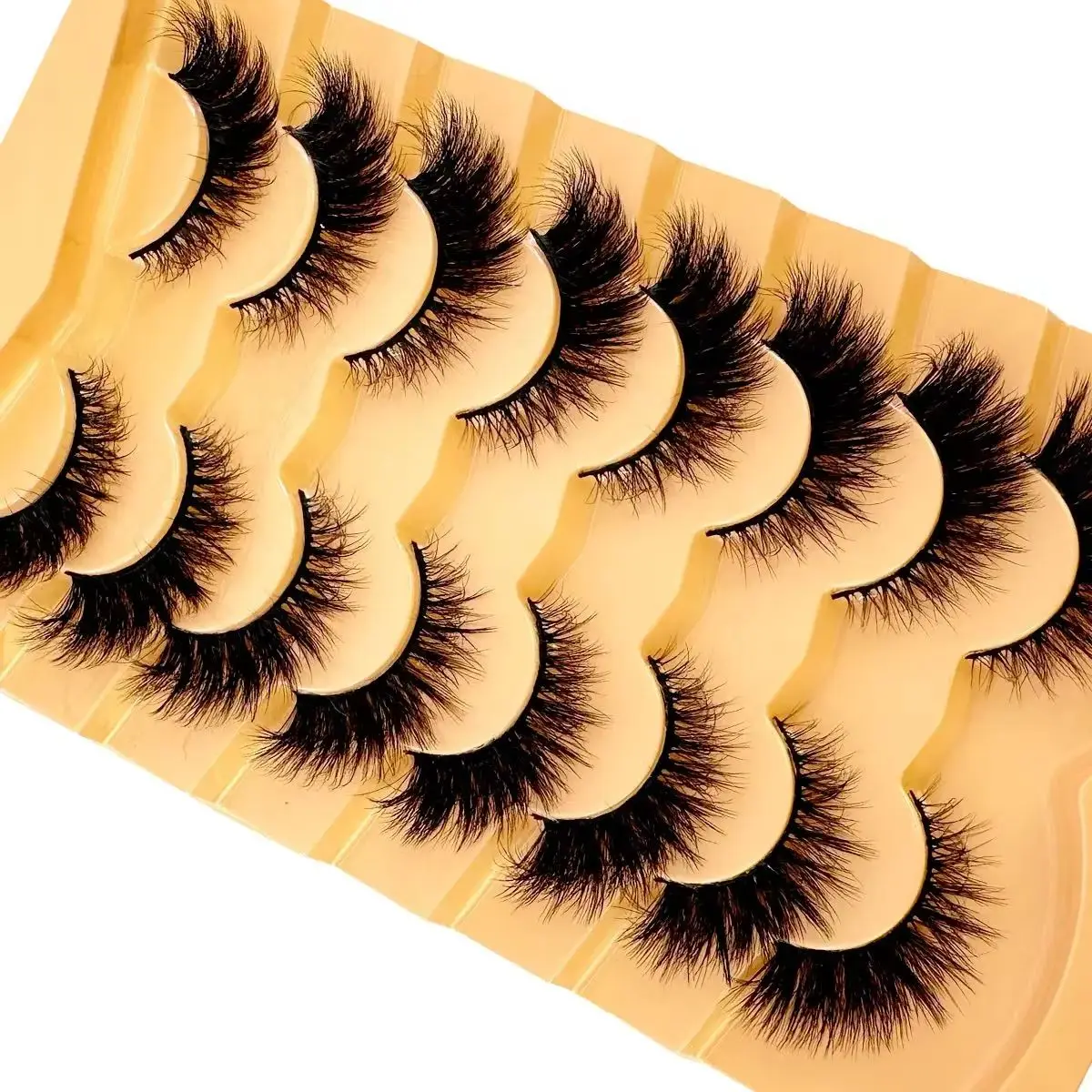 New 8Pairs Cat Eye Eyelashes 3D Natural False Lashes Fluffy Soft Cross Manga Lashes Wispy Natural Eyelash Extension Makeup