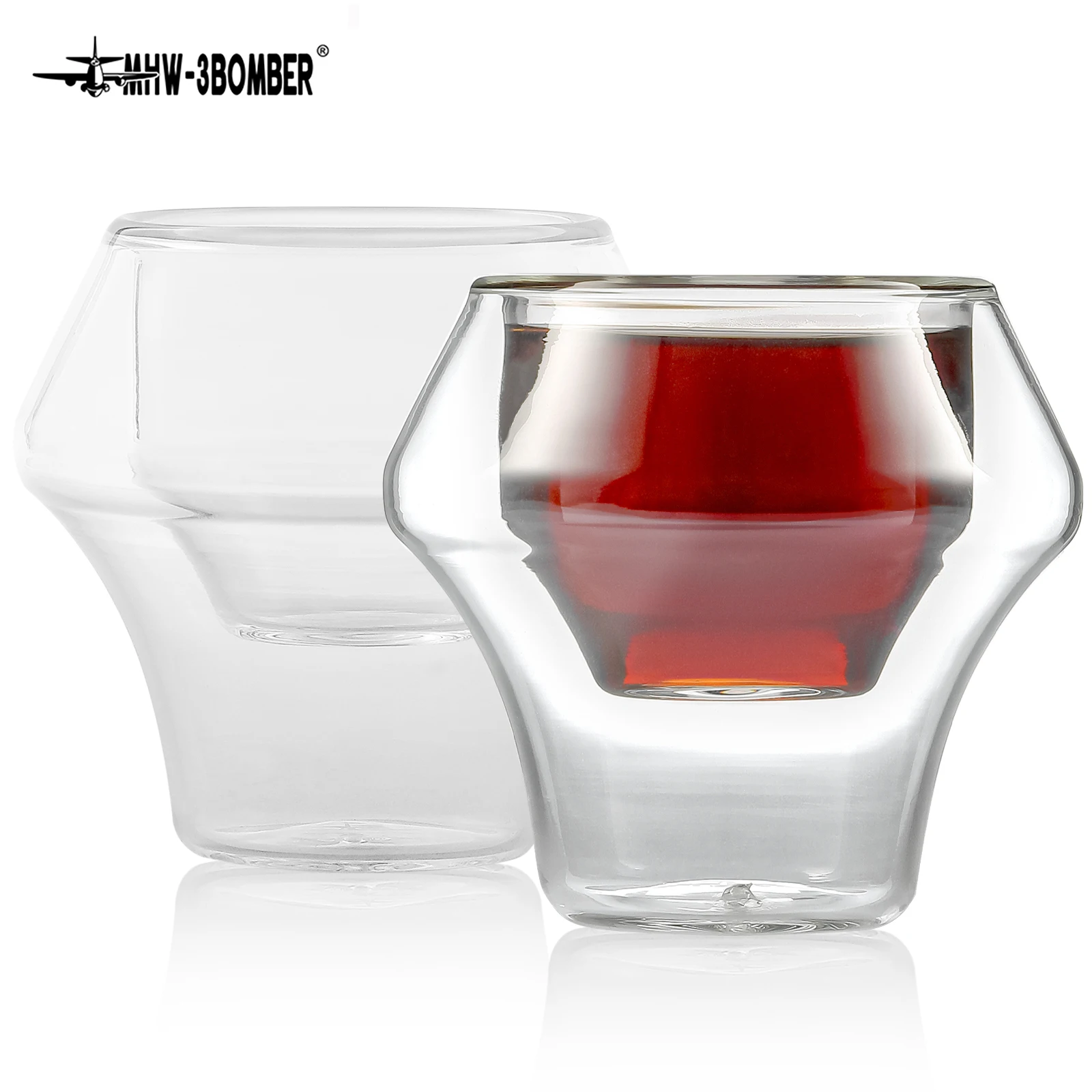 

MHW-3BOMBER 1/2/3Pcs Espresso Cups,Double-Walled Glass Coffee Mugs,60ml Clear Glass Mugs Tea Latte Wine Cup Cafe Accessories