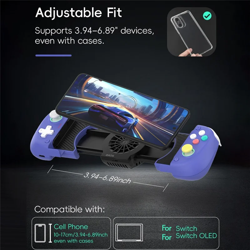 وحدة تحكم لاسلكية بلوتوث Top-X3 مع مروحة تبريد عصا تحكم مزدوجة القاعة لهاتف PUBG Mobile للتبديل/OLED لأجهزة Android/IOS PC