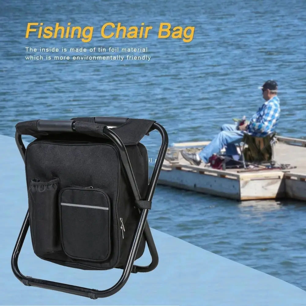

Wear-resistant Camping Folding Chair With Cooler Bag Sturdy Smart Fishing Chair Strong Load-bearing Handbag style