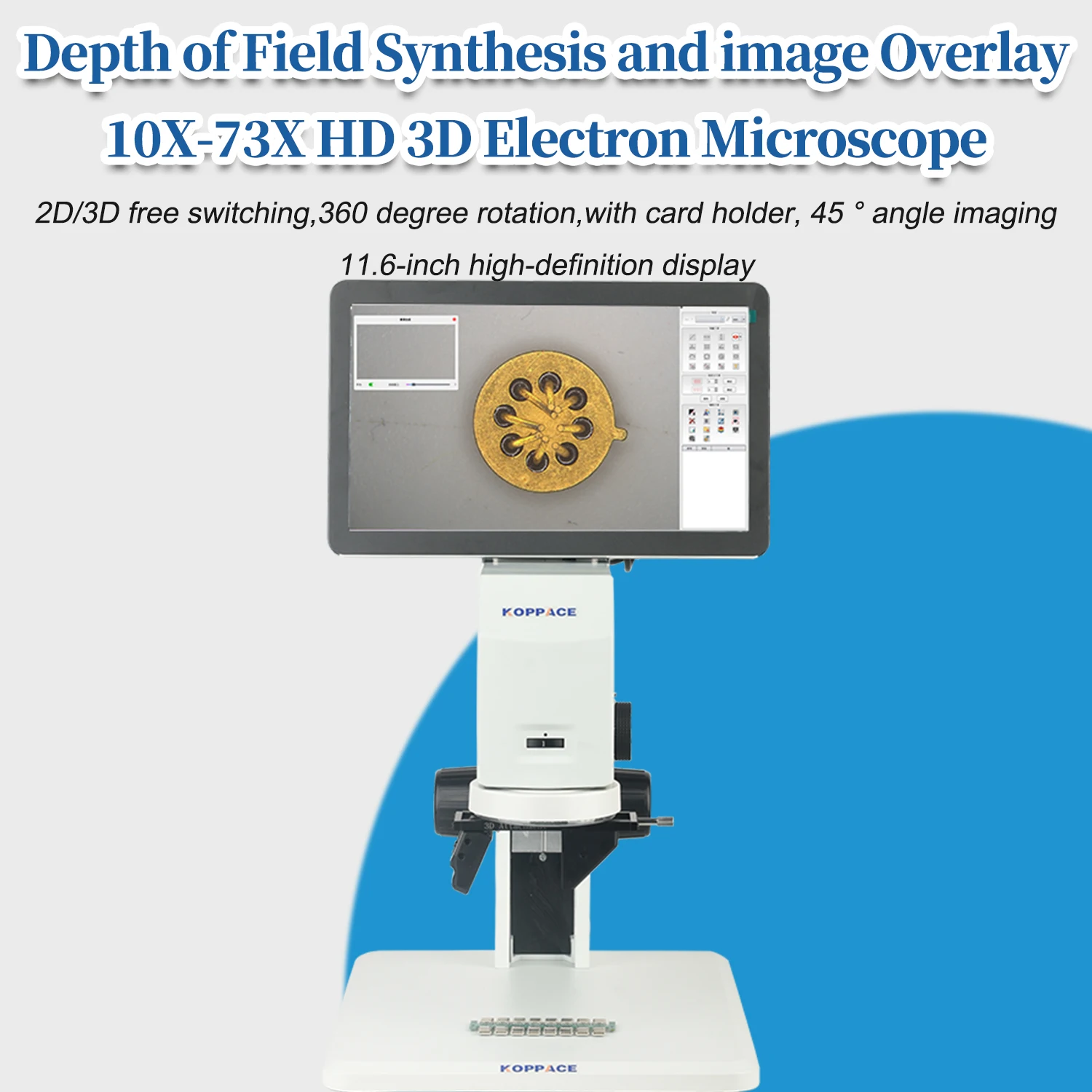 KOPPACE 10X-73X HD 2D/3D Measurement Microscope Supports depth of Field Synthesis image overlay