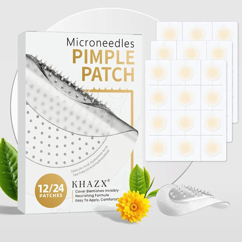 12/24PCS Micro Needle Pimple Patch Hydrocolloid Micropoint Pimple Patch For Acne Pimples Overnight, Invisible Acne Cover Patches