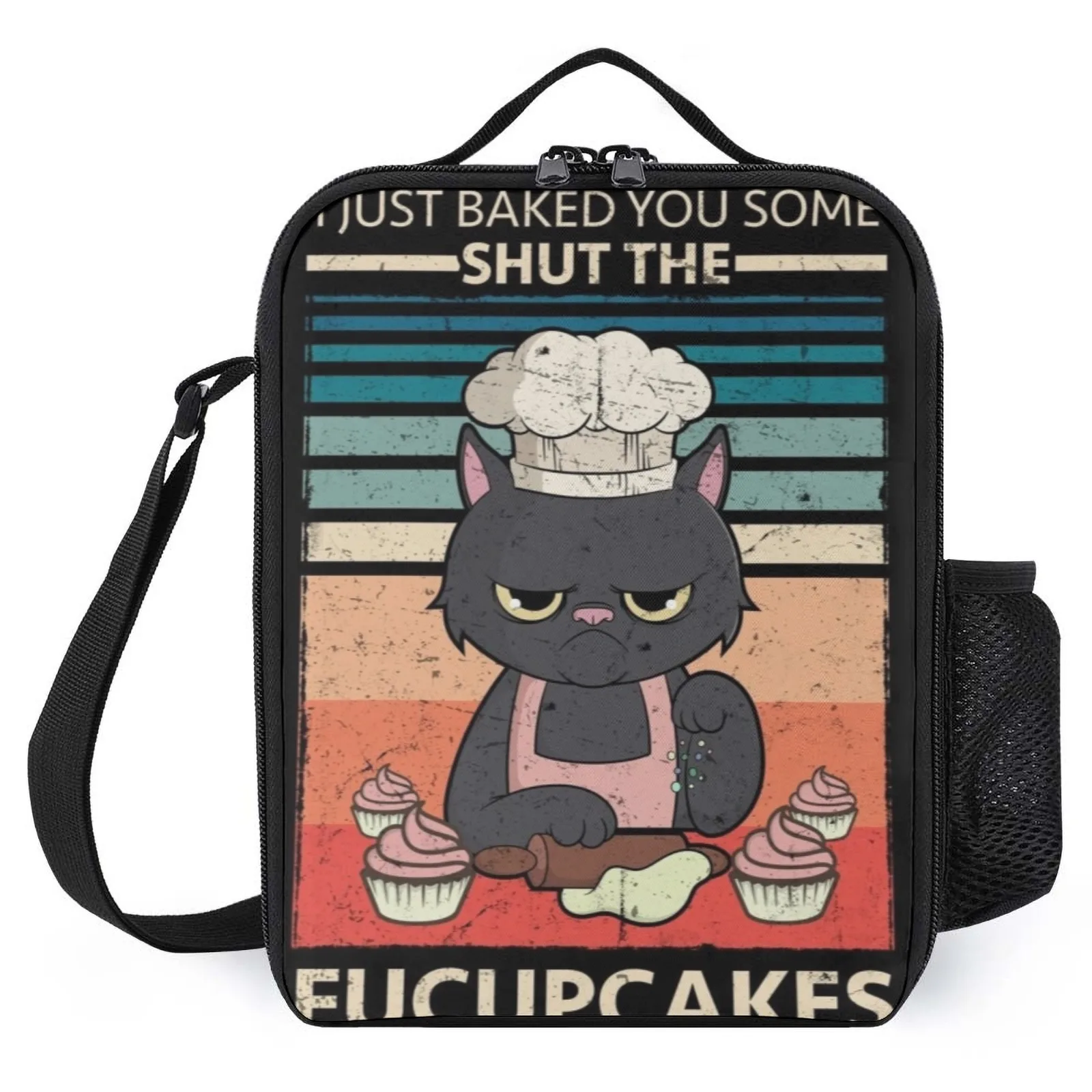 

Annoyed Cat Fucupcakes Lonchera De Almuerzo Printed Child Picnic Bag Lunch Box Children Insulation Lunch Box Bag
