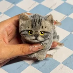 Handmade Kitty Cat Taba Squishy Silicone Fuzzy Hand-Painted Kitten Cat Mushy Squeeze Toy Mochi Toy Hand Relax Stress Release Toy