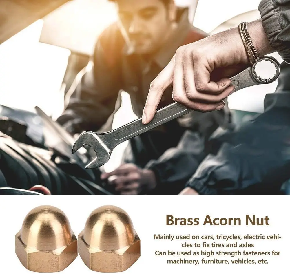 ZONSANTA Brass Acorn Nut M3 M4 M5 M6 M8 M10 M12 M14 M16 Cap Hex Nuts Decorative Dome Head Cover Semicircle DIN1587