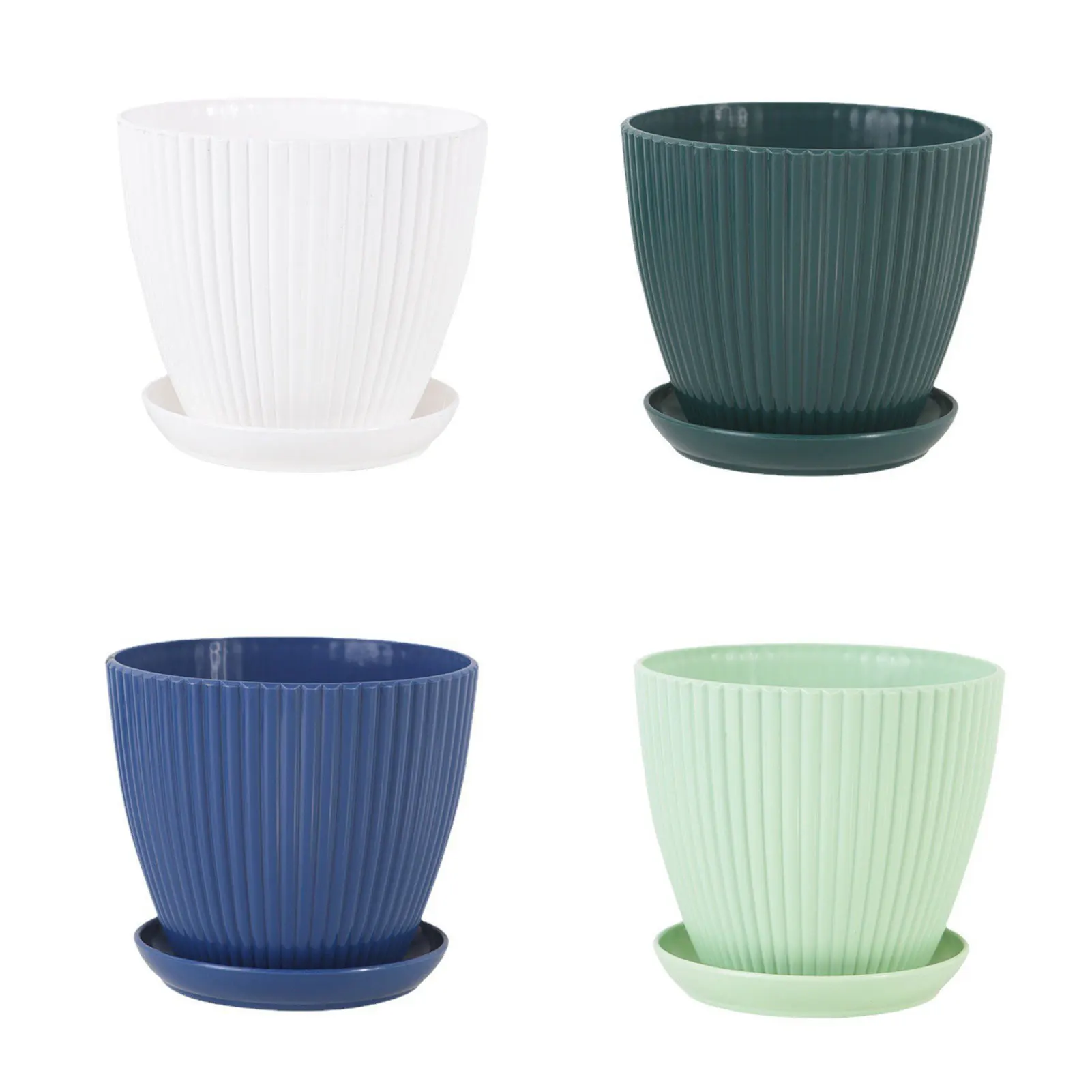 Solid Resin Planter Garden Pot with Two Drainage Holes for Living Room Office Patio