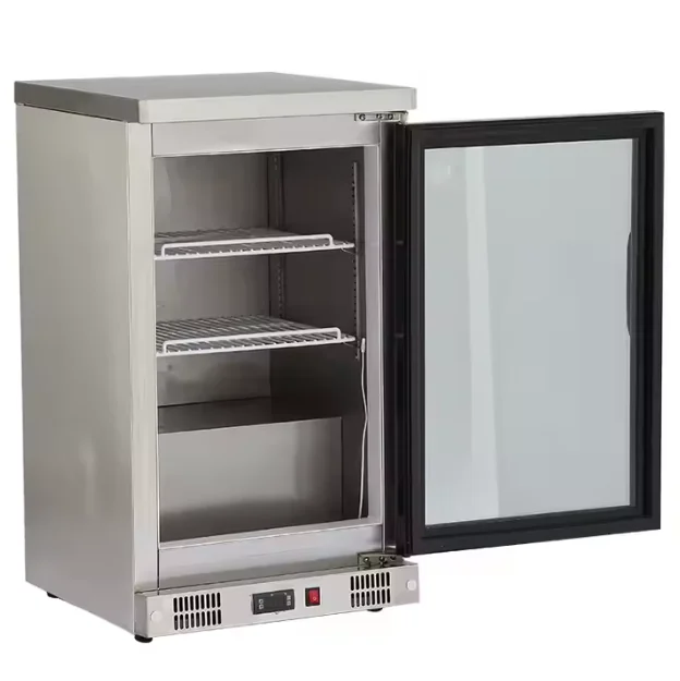 90L مكافحة الأعلى باب زجاجي بار عرض الفريزر الصغير للبيرة