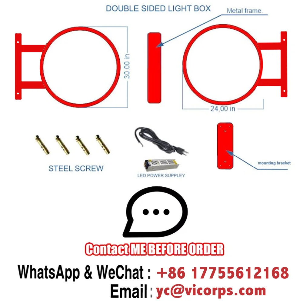 Custom Round Waterproof Acrylic LED Light Box Outdoor Business Sign Double Sided Backlit Advertising Display