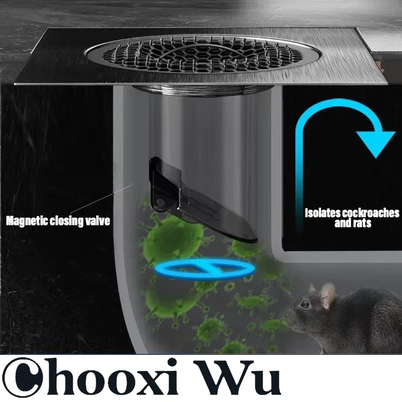 CHOOXIWU-Stainless steel floor drain cover is suitable for bathroom and kitchen, insect-proof and odor-proof