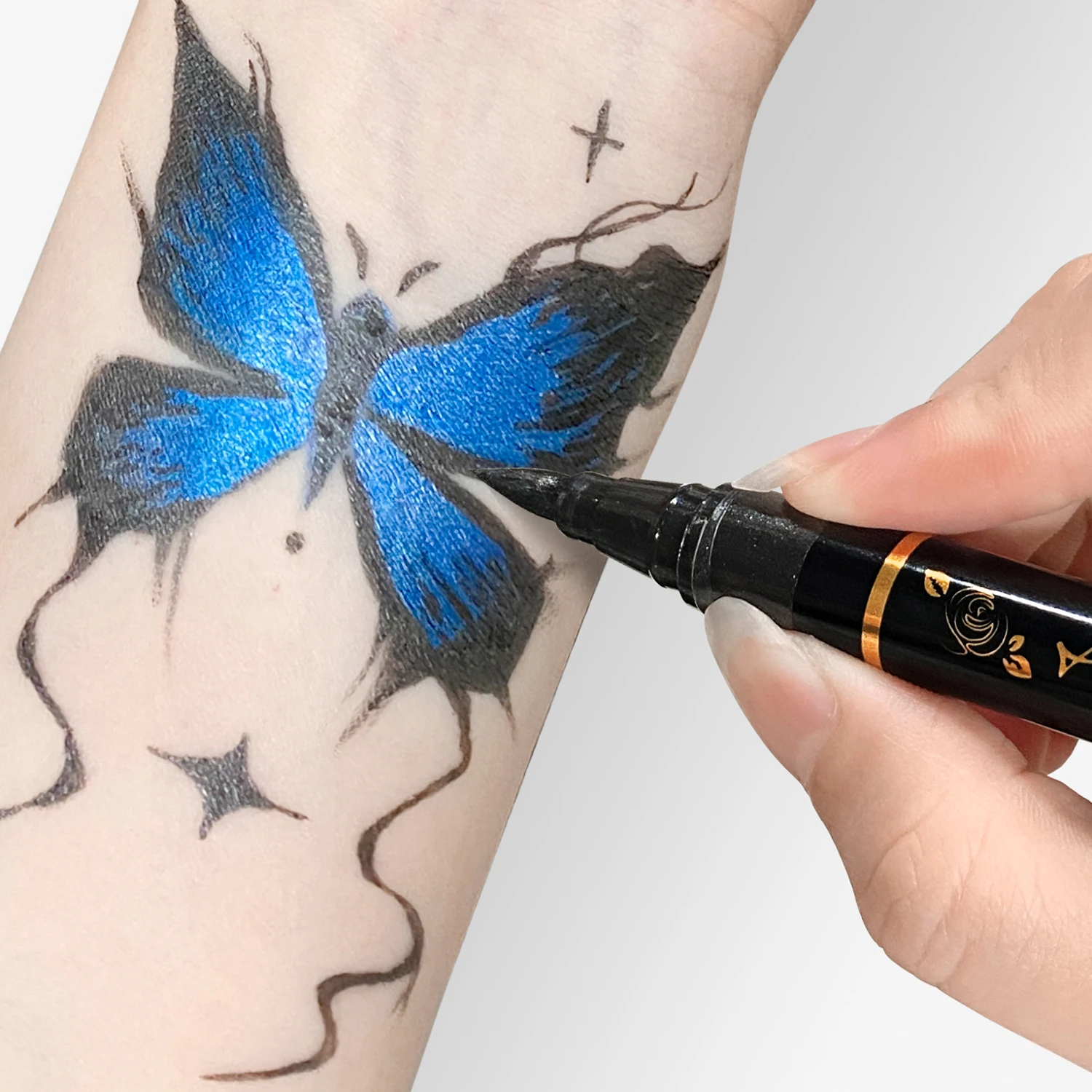 Temporary Tattoo Markers for Skin,10 Colors Tattoo Pens,Brush Tip,Bright colors,Face Paint Kit Cosmetic Quality,Halloween makeup