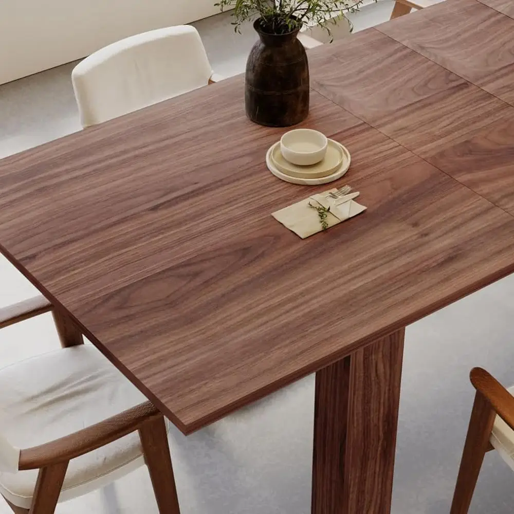 Elegante mesa de comedor rectangular de madera, ampliable para 6-8 invitados, marrón, ideal para la cocina casera