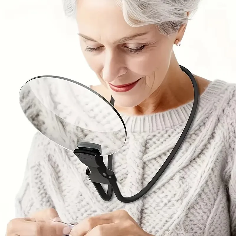 130mm Large Lens Neck Hanging Magnifier 10X Portable Folding Desktop Reading Magnifying Glass for Household Use