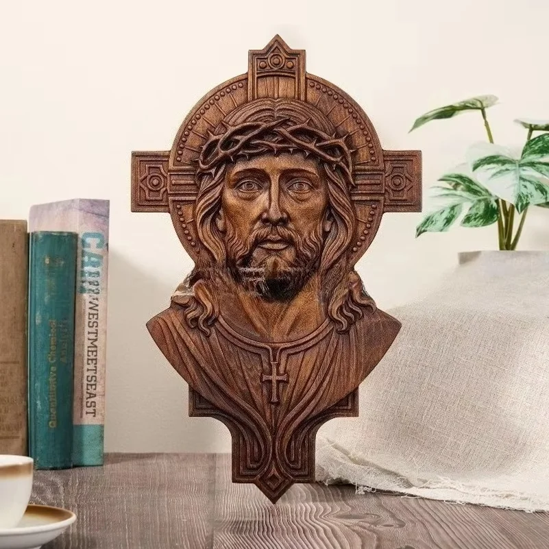 Wooden Carved Vintage Cross Desktop and Wall Ornament, Desktop Decoration, Home Decor, Handcrafted Artwork