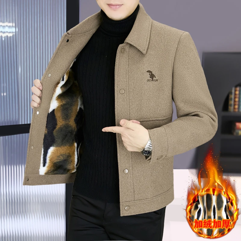 

2025 Men's Short Woolen Jacket Autumn Winter Casual Business Jacket Thick Warm Wool Blends Coat Streetwear Overcoat Men Clothing