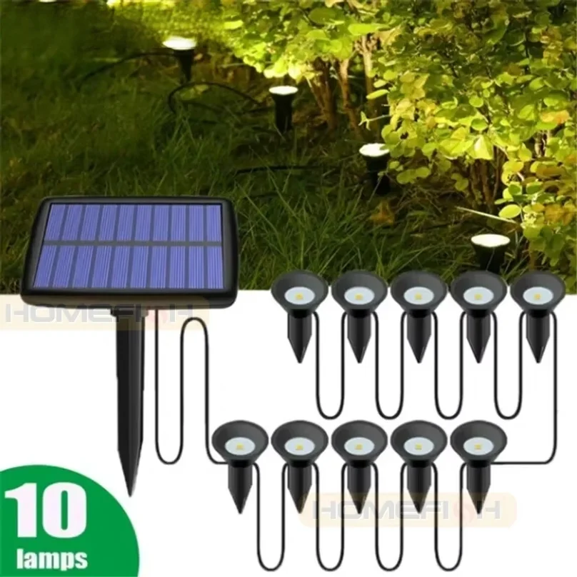 10 in 1 Outdoor Solar Lights RGB Changing Lawn Ground Lamp IP44 Waterproof Landscape Spotlights Garden Decoration Outdoor Lights