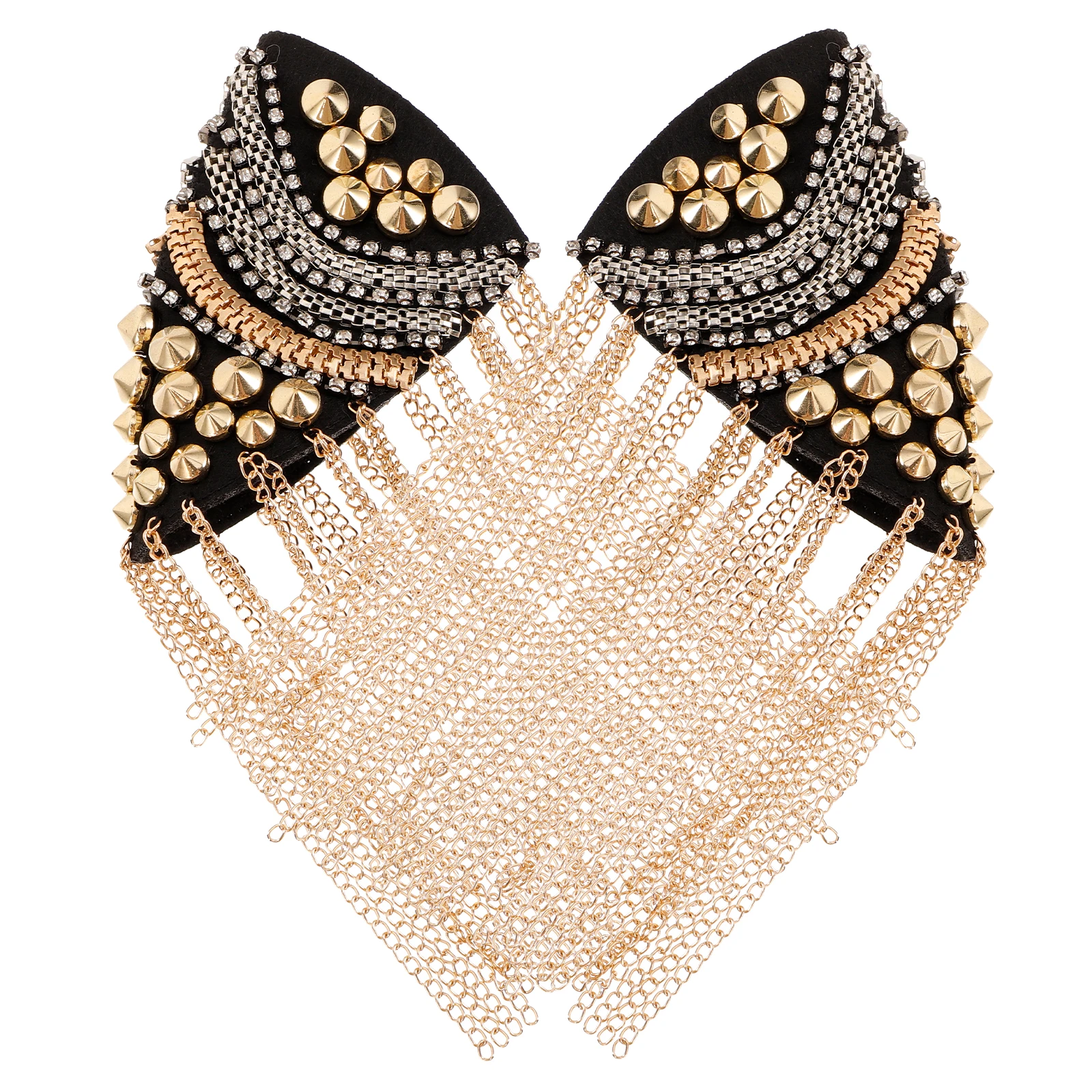 

2 Pcs Rivet Chain Shoulder Stamp Tassel Epaulet Spike Epaulets Tassels Iron Badge Suspenders