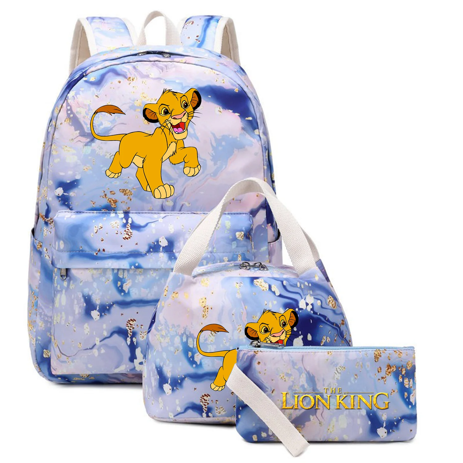 

3Pcs The Lion King Backpack Girl Kids Pen Lunch Bags Bookbag Women Teenagers Schoolbags Travel Laptop Backpack Sets