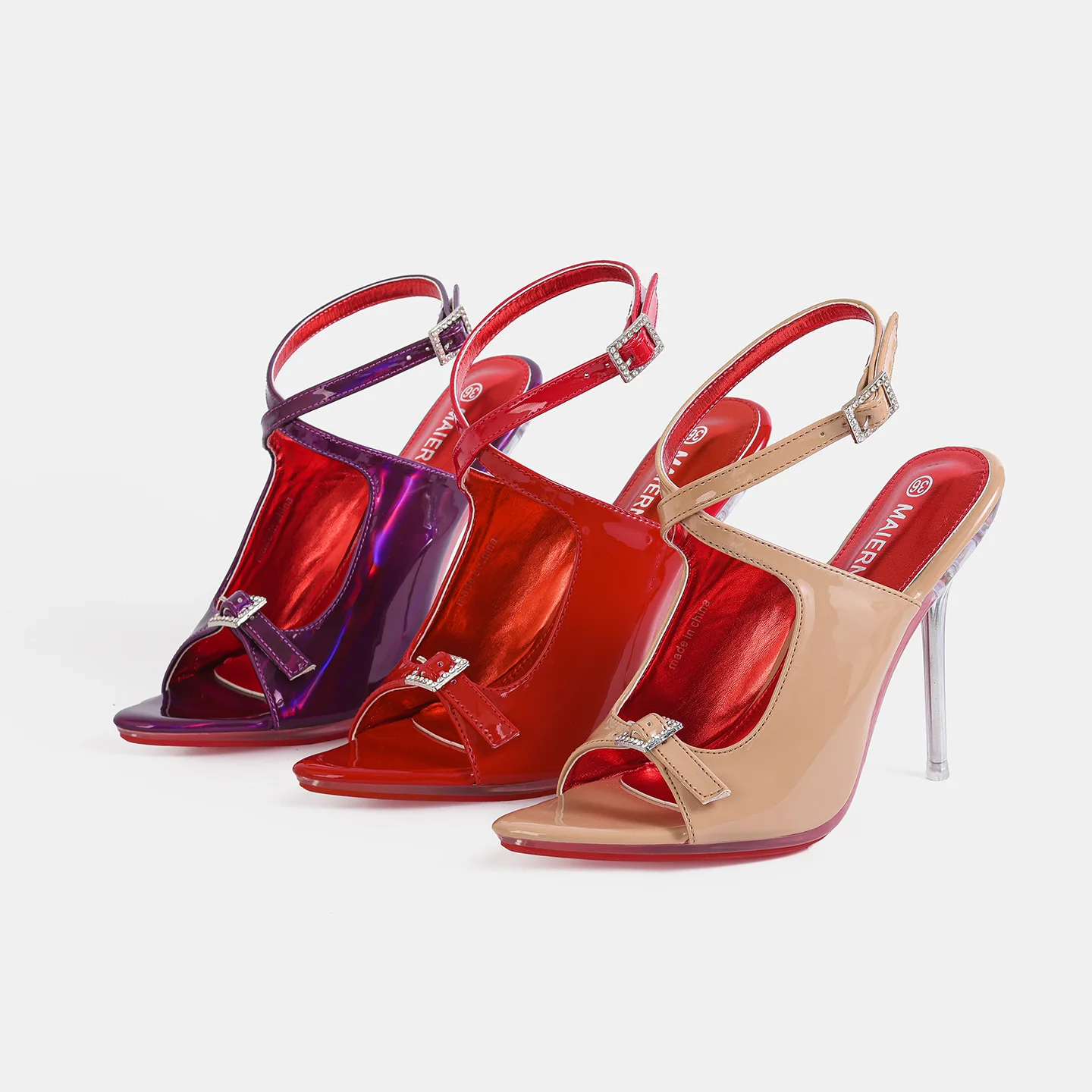 Fashion Buckle Strap Women Hollow Out Clear Heel Sandals 12CM High Heels Sexy Fetish Shoes Summer Model Catwalk Show Shoes view 5