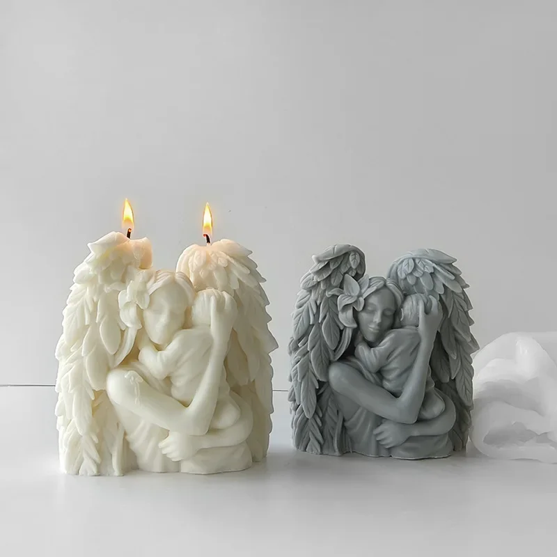 

DIY Aroma Candle Resin Plaster Ornament Molds Home Decoration Crafts Making Mould Angel with Wings Silicone Candle Mold