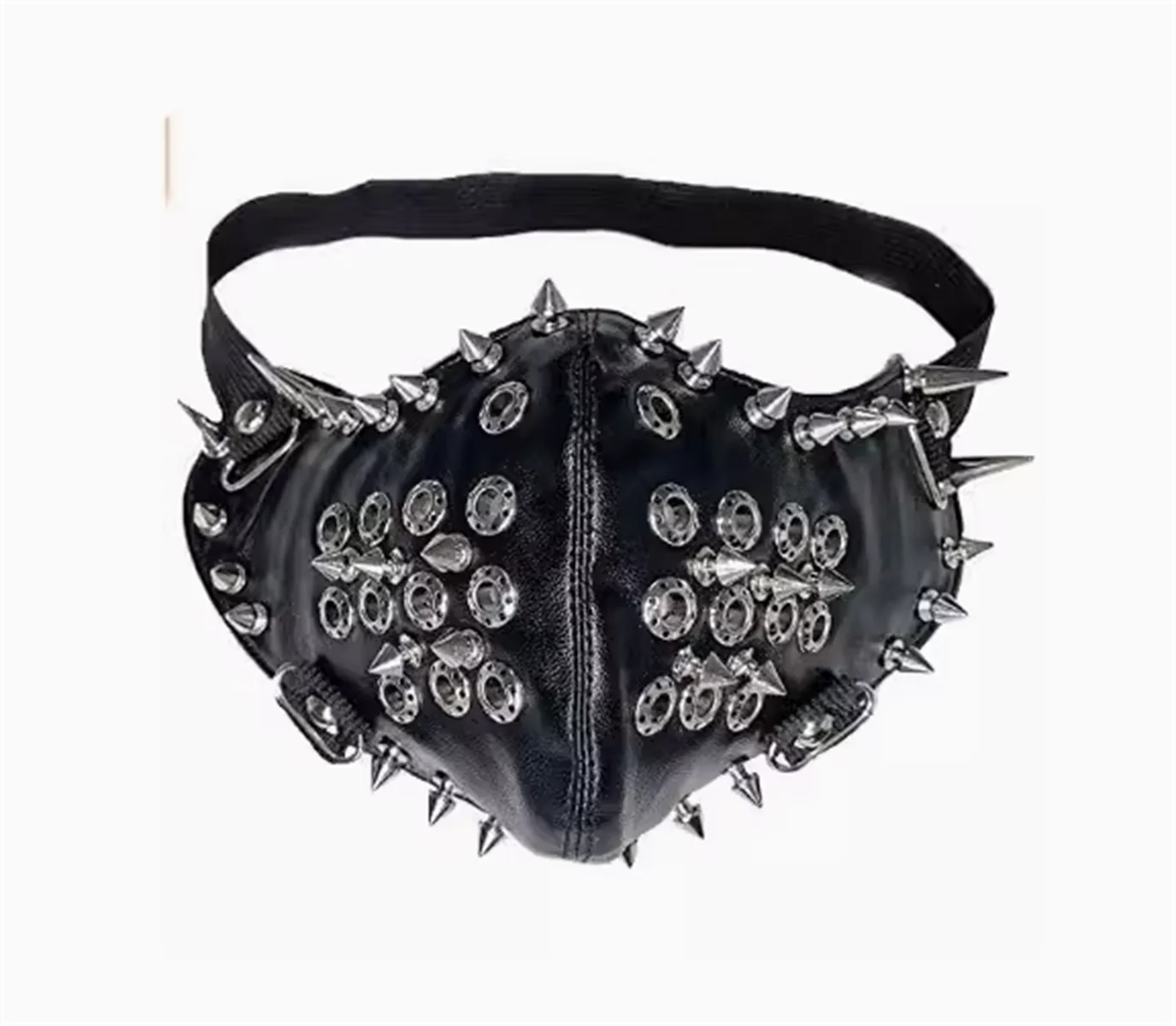 

Pumk Long Spike Mask Nightclub DJ Dance Performance Rivet PU Black Leather