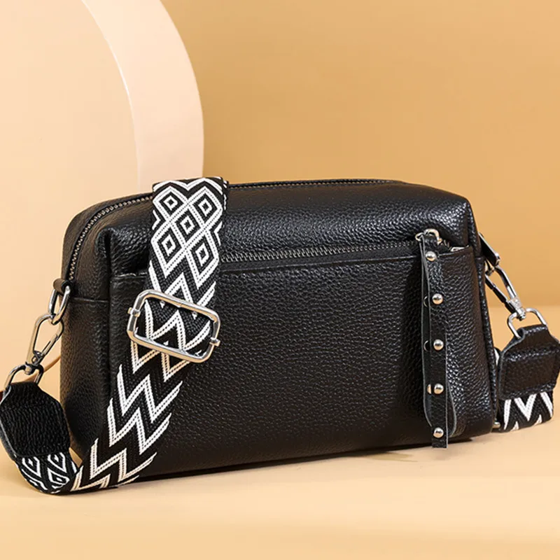 100% skóra bydlęca 3 warstwy torba na ramię Crossbody luksusowa torebka z prawdziwej skóry moda codziennego użytku dla kobiet portfel w stylu torebki