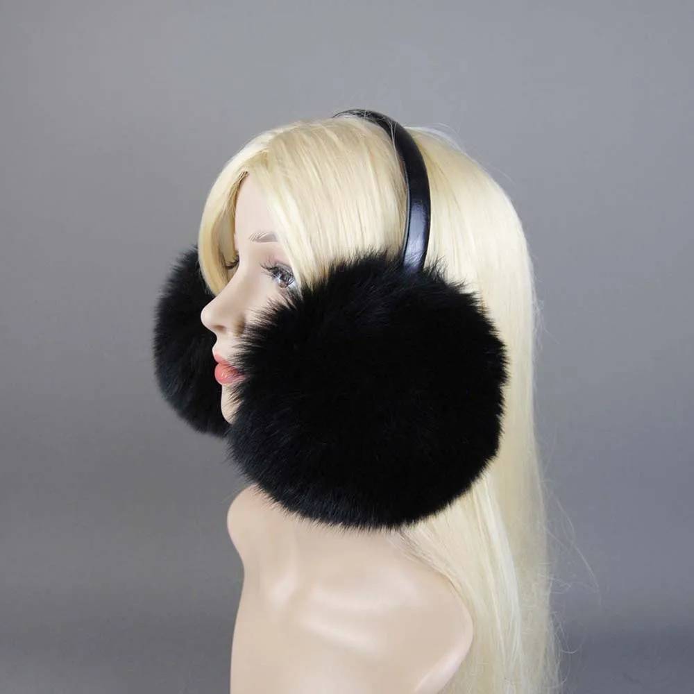 Winter Cool Real Fox Fur Ear Muffs Plush Anti Noise Earmuffs Girl Accessories For Woman Warm Headphone Thermal Protector Warmers